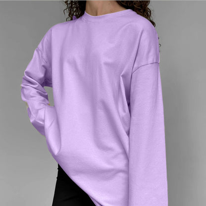Spring Autumn Cotton Long Sleeved T Shirt Women Hand Worn Loose Top - Wanita Store