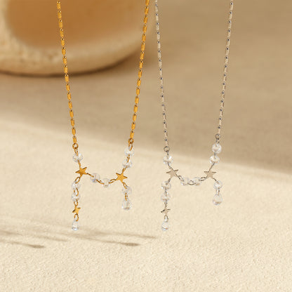 Exquisite Tassel High Grade Stainless Steel Necklace Plated 18 Real Gold Inlaid Zircon All Match Clavicle Chain - Wanita Store