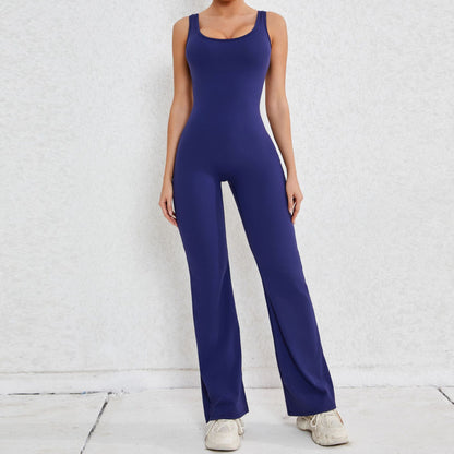 Autumn Sand Hollow Out Cutout Beauty Back One Piece Peach Hip Lifting Sport Workout Clothes Micro Pull Yoga Jumpsuit Jumpsuit - Wanita Store