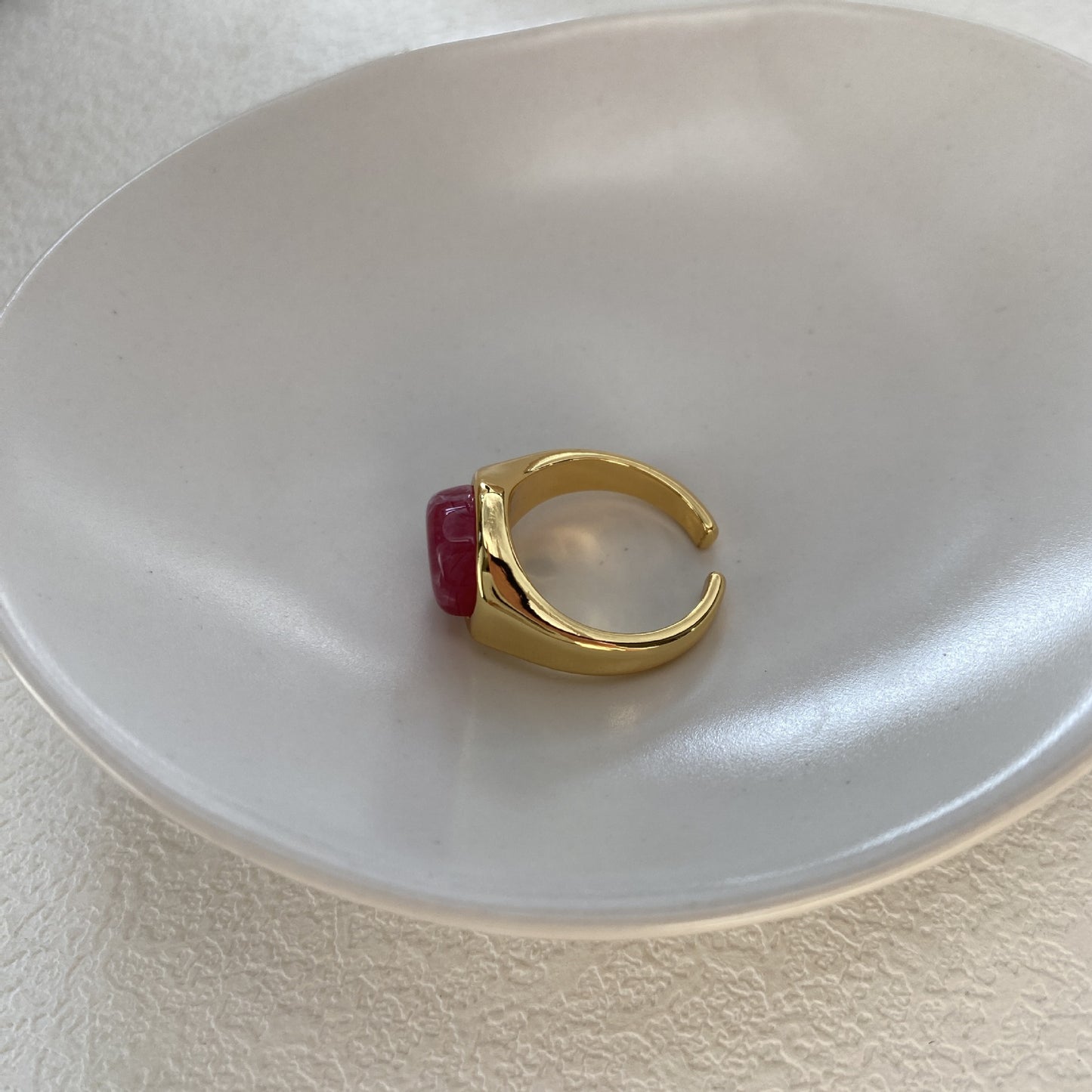 Red Gemstone Ring Special Interest Design Adjustable Open Ended Ring Elegant High Sense All Matching Graceful Index Finger Ring - Wanita Store