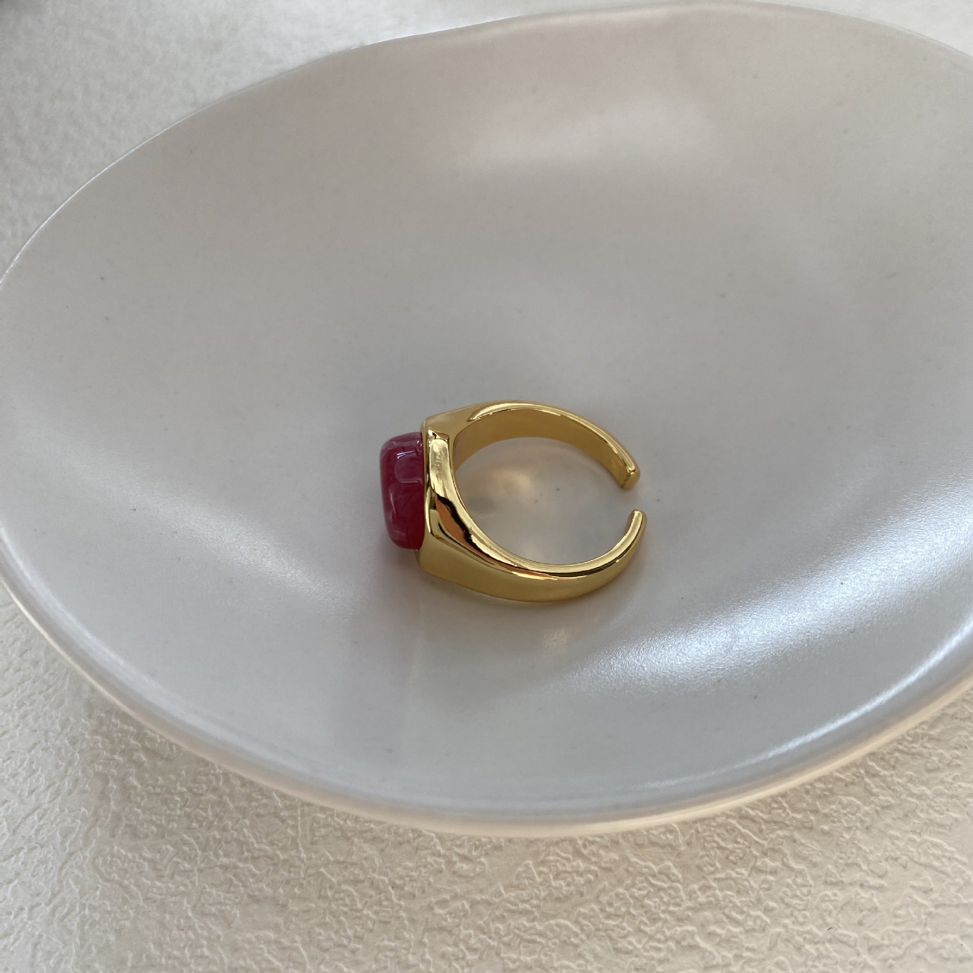 Red Gemstone Ring Special Interest Design Adjustable Open Ended Ring Elegant High Sense All Matching Graceful Index Finger Ring - Wanita Store