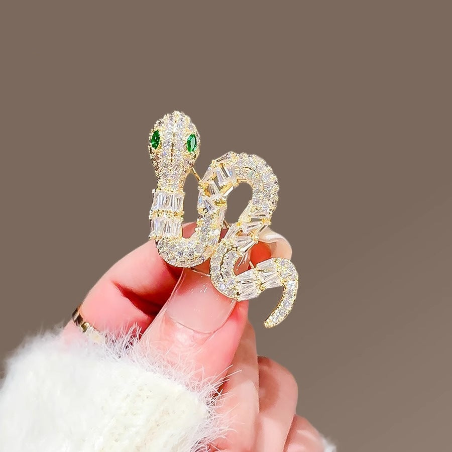 Special Interest Design Green Eyes Snake Brooch Women High Sense Clothes Accessories Pin Corsage - Wanita Store