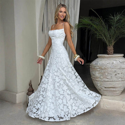 Summer Women Clothing Sexy Strap Chiffon Elegant Backless Evening Dress - Wanita Store