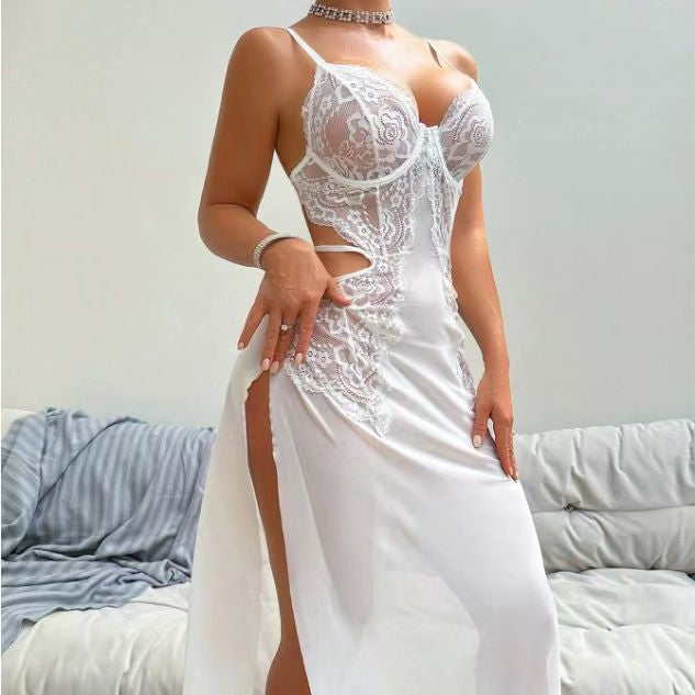 Sexy Lingerie Mesh Lace Embroidered Bikini See through Jumpsuit Pure Sexy Seduction Women