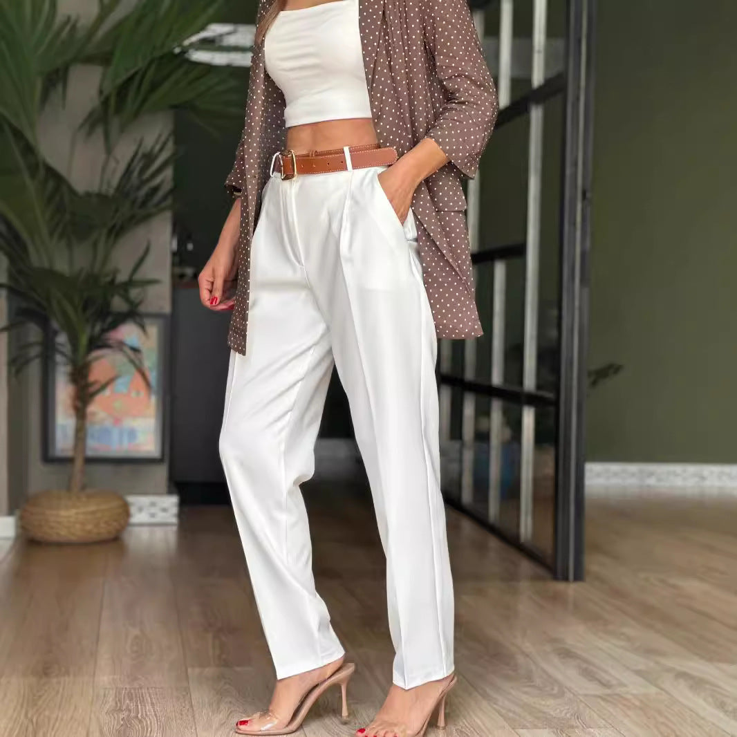 Spring Summer Sleeveless Trousers Casual Pocket Vest Two Piece Set Women
