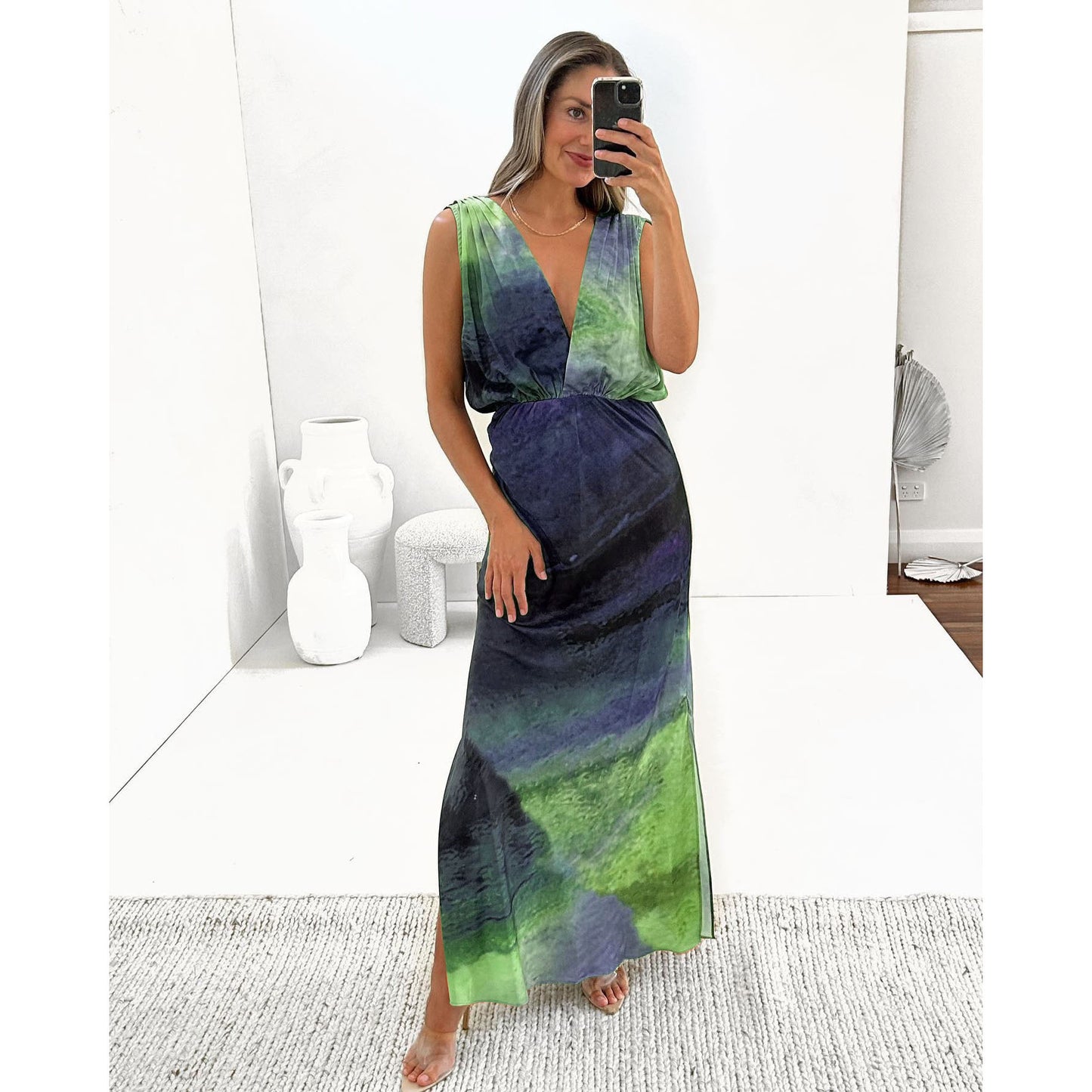 Enter Spring Summer Sexy Backless Slit Dress Loose Vacation Women Clothing Dress