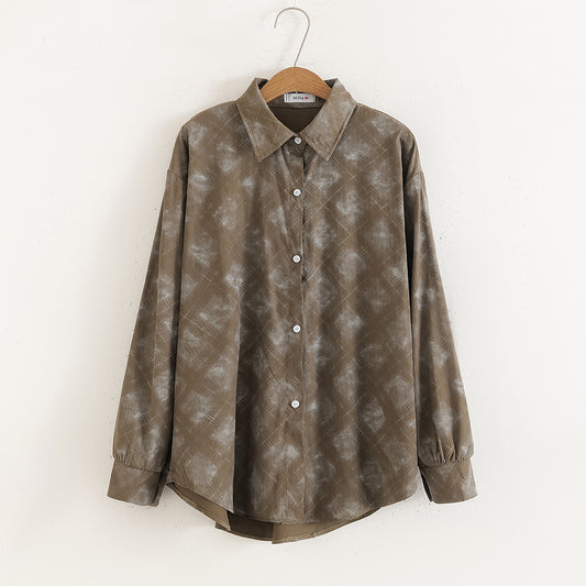 Women Casual Floral Print Loose Collared Long Sleeves Shirt - Wanita Store