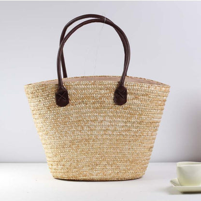 Fresh Embroidered Straw Bag Casual Bag Woven Bag Women Bag Shoulder Portable Seaside Vacation Beach Bag - Wanita Store