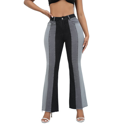 Stretch Washed Contrast Color Jeans Women - Wanita Store