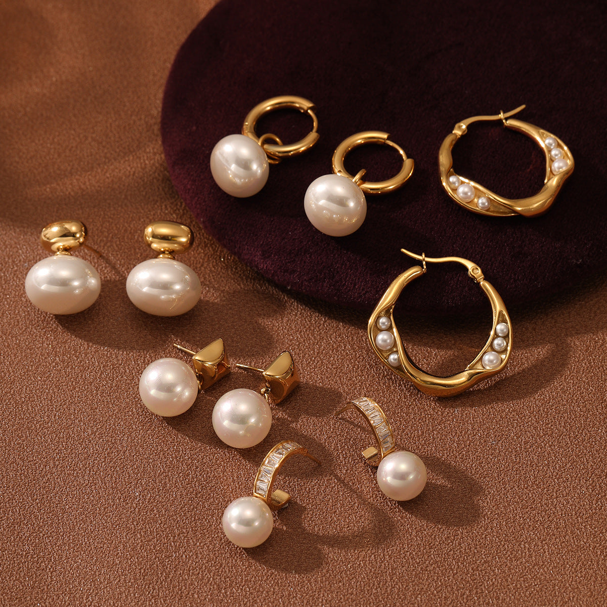 Pearl Stainless Steel Earrings Special Interest All Matching Titanium Steel Women Accessories - Wanita Store