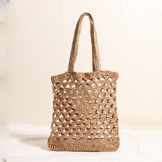 One Shoulder Straw Bag Casual Hollow Out Cutout out Woven Bag Vacation Beach Bag Women Bag