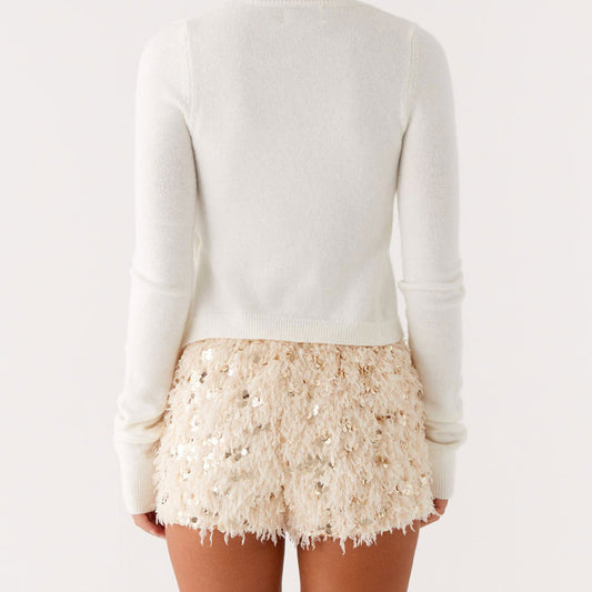 Summer Women Solid Color Slim Fit Furry Sequ Sequ Sexy Low Waisted Shorts