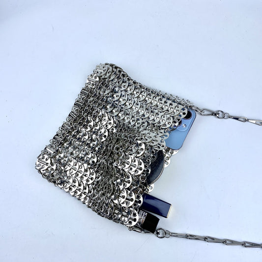 plus Large Silver Metal Sheet Handmade Bag Women Chain Shoulder Crossbody Dual Use Dinner Women Bag