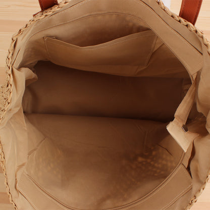 Summer Hollow Out Cutout out Woven Bag Paper String Shoulder Straw Bag Casual Beach Women Bag - Wanita Store
