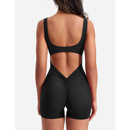 Spring Summer Women Clothing Shoulder Strap Backless Slim Fit Hip Lifting Yoga Jumpsuit - Wanita Store
