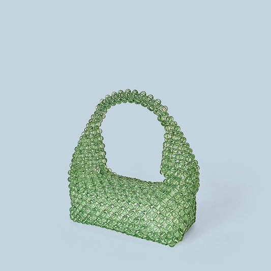 Multi Color Hand Woven Beads Acrylic Beads Tote Boston Pillow Cocktail Underarm