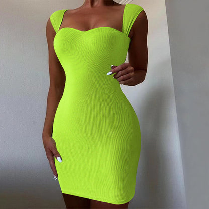 Spring Summer Women Clothing Sexy Nightclub Dress Sleeveless Knitted Hip Spaghetti Straps Dress - Wanita Store