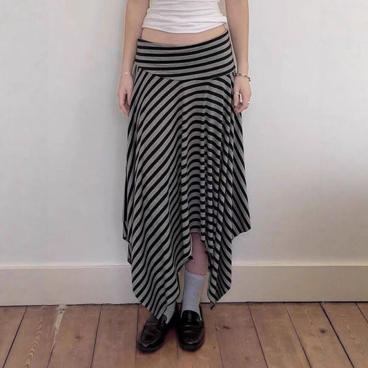 Casual Vacation Striped Short Skirt Women Clothing Autumn Winter