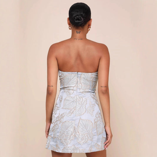 Women Slim Tube Top Pullover All Matching Short High Waist Floral Dress
