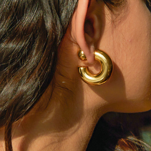 Stainless Steel Front Rear Wear C Shaped Earrings Unique High Grade Niche Titanium Steel Earrings Women - Wanita Store