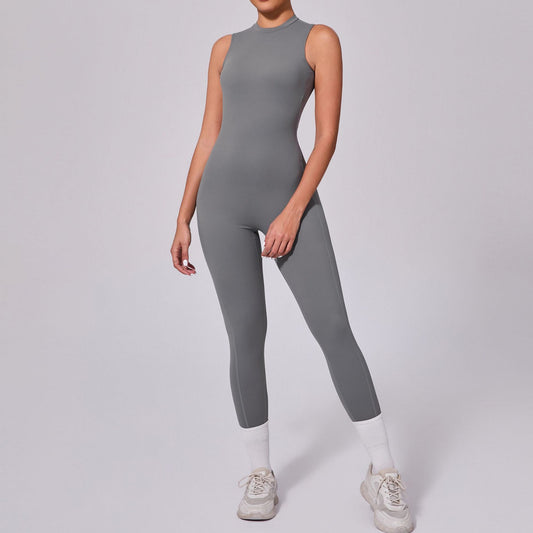Backless Sleeveless Yoga Jumpsuit Peach Hip Fitness Detachable Chest Pad Sports Jumpsuit