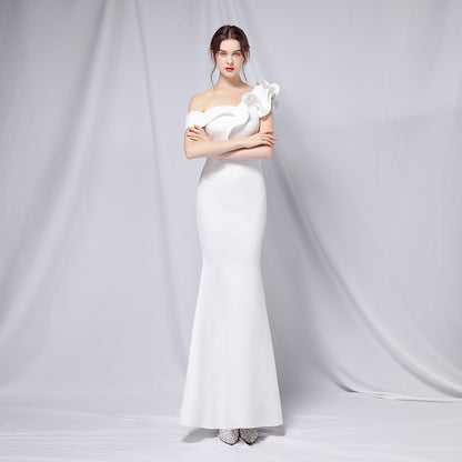off-Shoulder Banquet Evening Dress Maxi Party Long Elegant Slim Sexy Fishtail Dress Formal Gown - Wanita Store