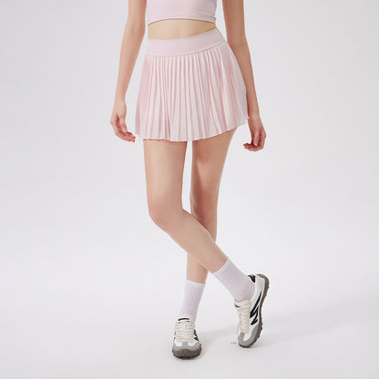 Summer Elastic High Waist Slimming Yoga Skirts Lined Light Belt Pocket Tennis Skirt Casual Outdoor Pleated Skirt - Wanita Store