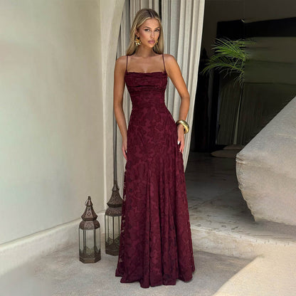 Summer Women Clothing Sexy Strap Chiffon Elegant Backless Evening Dress - Wanita Store