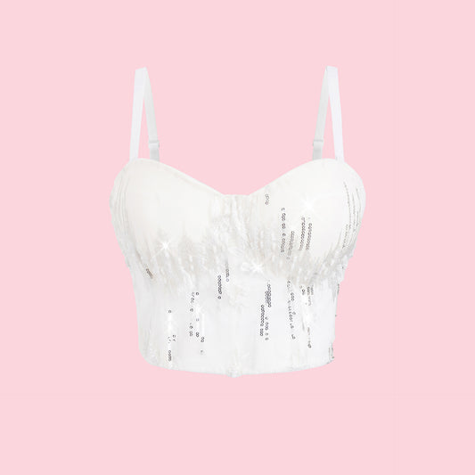 Wants Sexy Sequin Sling Underwear Padded One Piece Chest Wrapped Vest Sexy