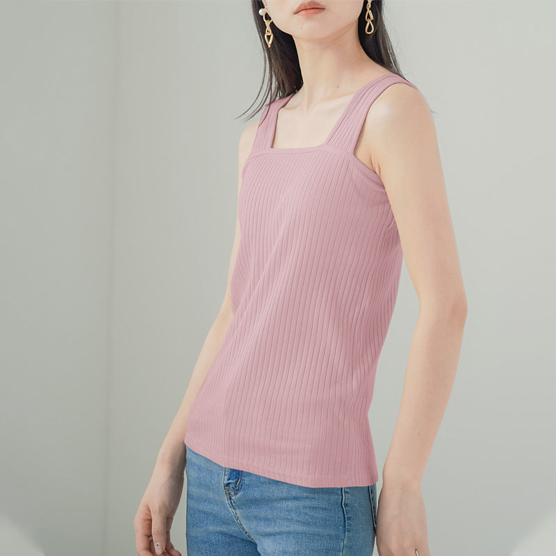 Pure Cotton Camisole Women Sunken Stripe Lengthened Vest Women Inner Wear