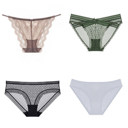 Culotte sexy en dentelle pour femme, sous-vêtement ajouré, respirant, en dentelle crochetée, taille basse
