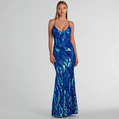 Women Party Sequined Sexy Formal Dress Dress Evening Dress - Wanita Store