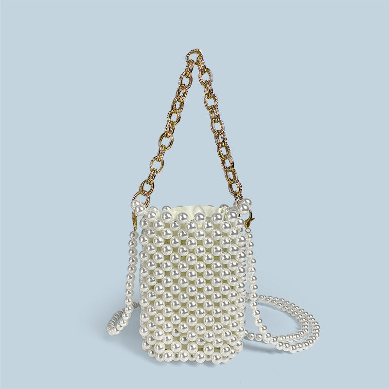 Pouch All Match Handmade Beaded Bag Pearl Hand Bag Chain Crossbody Phone Bag Lightweight