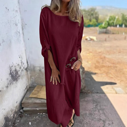 Spring Summer Metal Buckle Loose Irregular Asymmetric Robe Women Clothing - Wanita Store