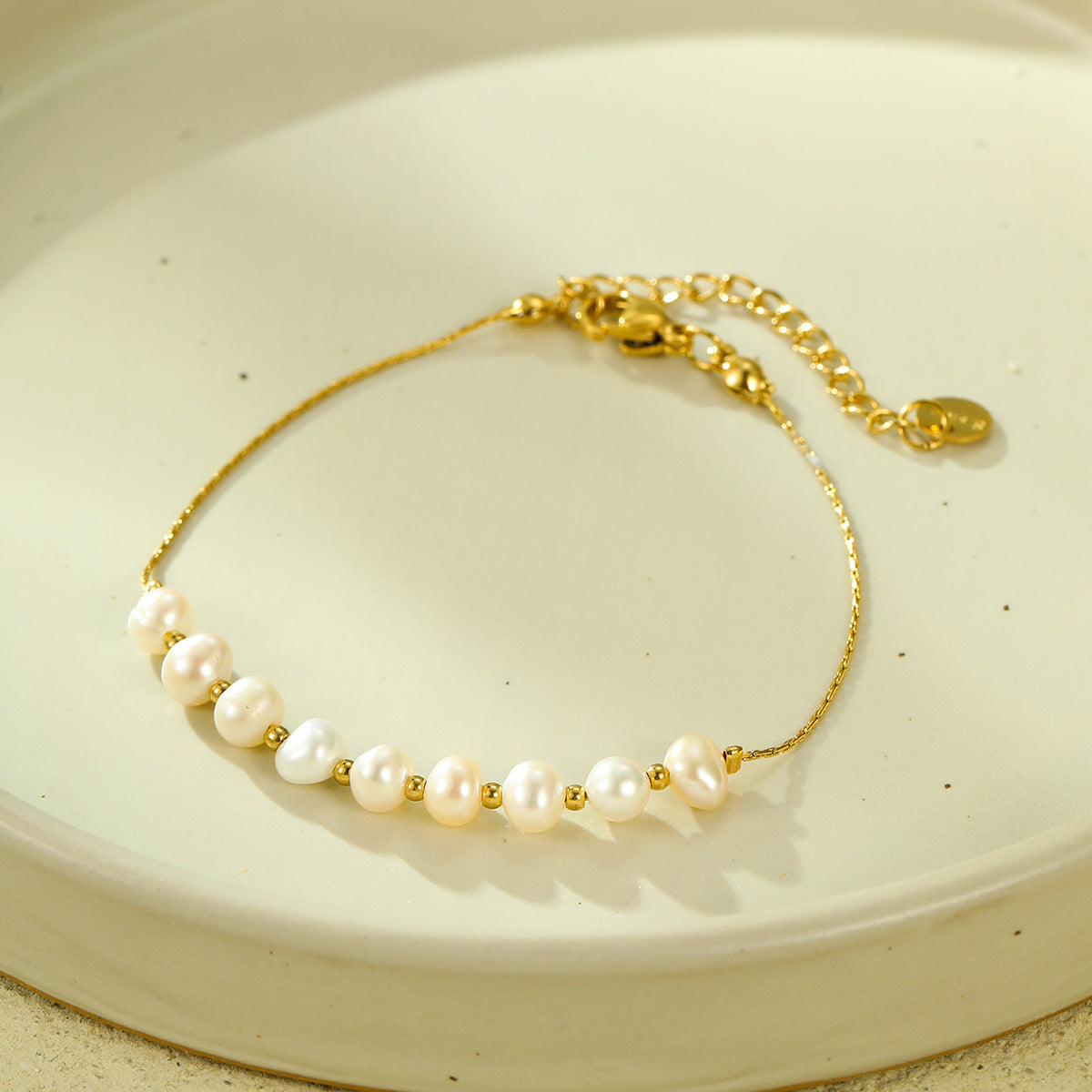 All Match Pearl Adjustable 18K Gold Titanium Steel Bracelets Simple Elegant Stainless Steel Bracelet Bracelet Accessories - Wanita Store