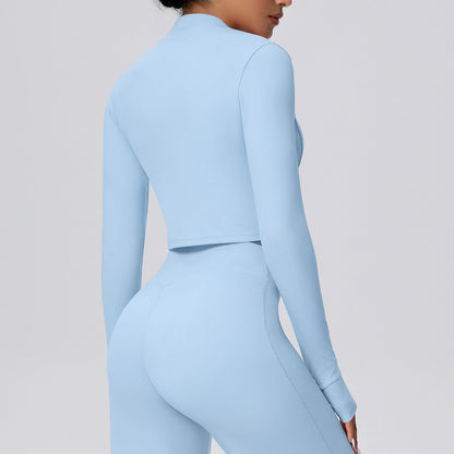 Zipper Outdoor Running Sports Yoga Jacket Slimming Workout Long Sleeve Coat Girls Quick Drying Yoga Clothes Women - Wanita Store