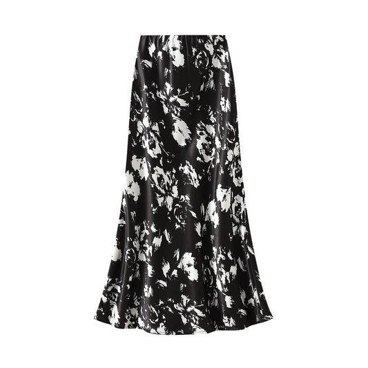 Printed Fishtail Skirt Women Summer Thin Elegant Slim Fit Slimming Hip Wrapped Dress