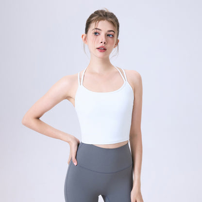 Nude Feel Water Drop Beauty Back Quick Drying Sports Underwear Women Shockproof Outer Wear Running Bra Fitness Yoga Wear Vest - Wanita Store