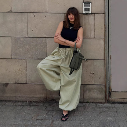 Cotton Bloomers Autumn Street Trend Casual Lazy Wide Leg Trousers Loose Bloomers Women - Wanita Store