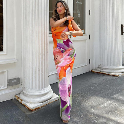 Women Clothing Summer Sexy Socialite Backless Slit Sling Dress Women - Wanita Store