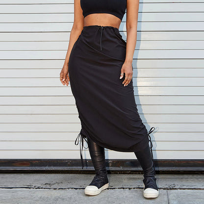 Women Personalized Pocket Elastic Waistband Drawstring Outdoor Skirt for Women - Wanita Store