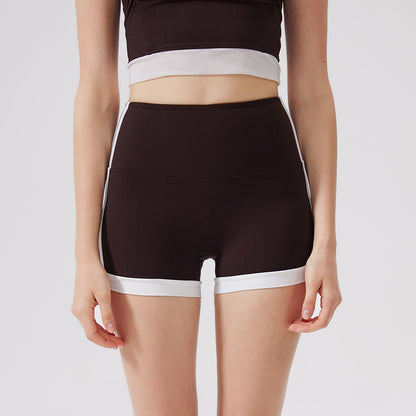Contrast Color High Waist Peach Hip Lifting Zero Sense Pants No Embarrassment Line Sports Shorts Running Fitness Yoga Pants Women - Wanita Store