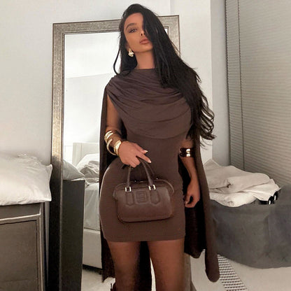 Vestido sexy sin mangas con diseño de cuello oscilante ajustado para mujer