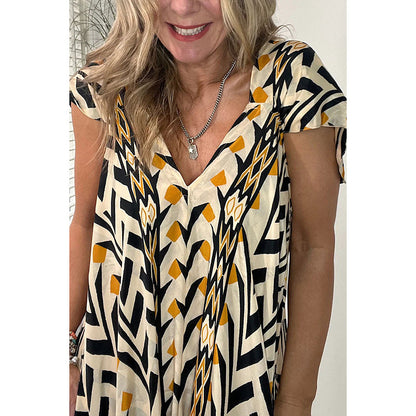 Spring Summer Casual Printed Large Swing Dress Loose Vacation Pocket Dress - Wanita Store