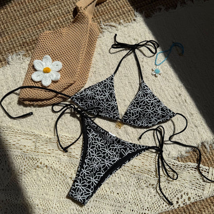 Sexy Two Piece Bikini Swimsuit Women Split Halter Lace up Swimsuit - Wanita Store