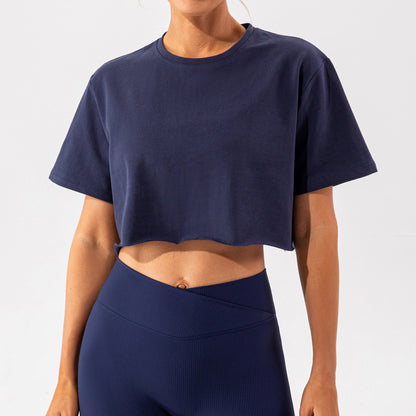 Outdoor Dance Sports Short Sleeve Yoga Suit Women Casual Running Fitness Top Loose Exercise T Shirt Women - Wanita Store