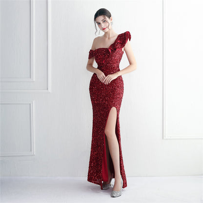 Imitation Handmade Sequin Craft Appreciation Dinner Slim Fit Fishtail Wedding Car Model Exhibition Ladies Cocktail - Wanita Store