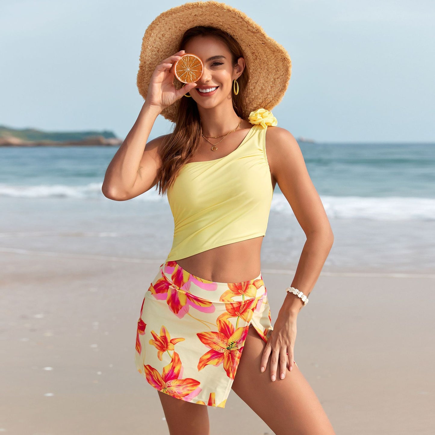 Traje de baño de una pieza estampado para mujer de verano