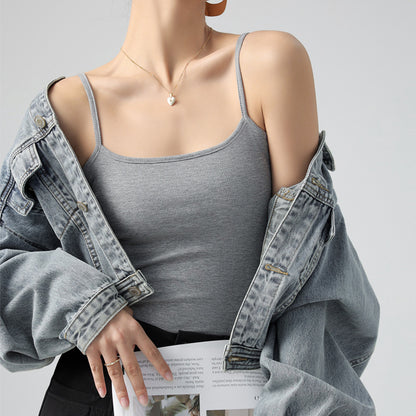 Best Seller on Douyin Base Tank Top Small Slip Top Women Suit Inner Cover Supernumerary Breast Thread Spring, Autumn Summer Can Be Outerwear Top - Wanita Store