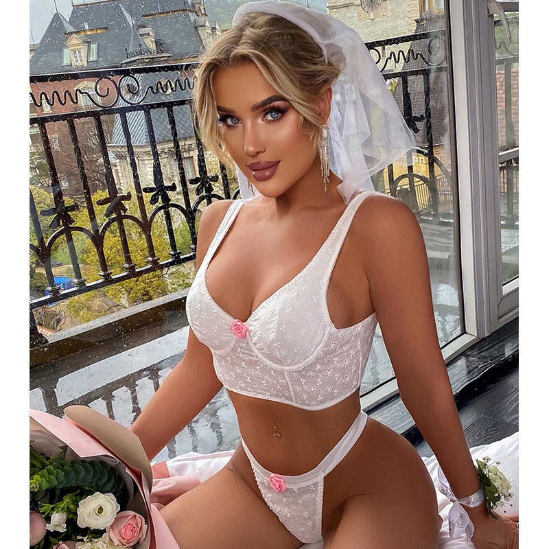 Sexy Lingerie Set Christmas Role Play Bridal Wear Sexy Underwear Three Piece Set